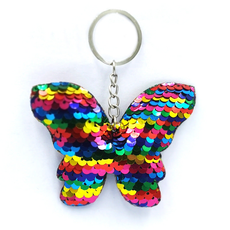 Wholesale Reflective Bright Surface Animal Plant PET Glitter Fashion Bag DIY Keychains
